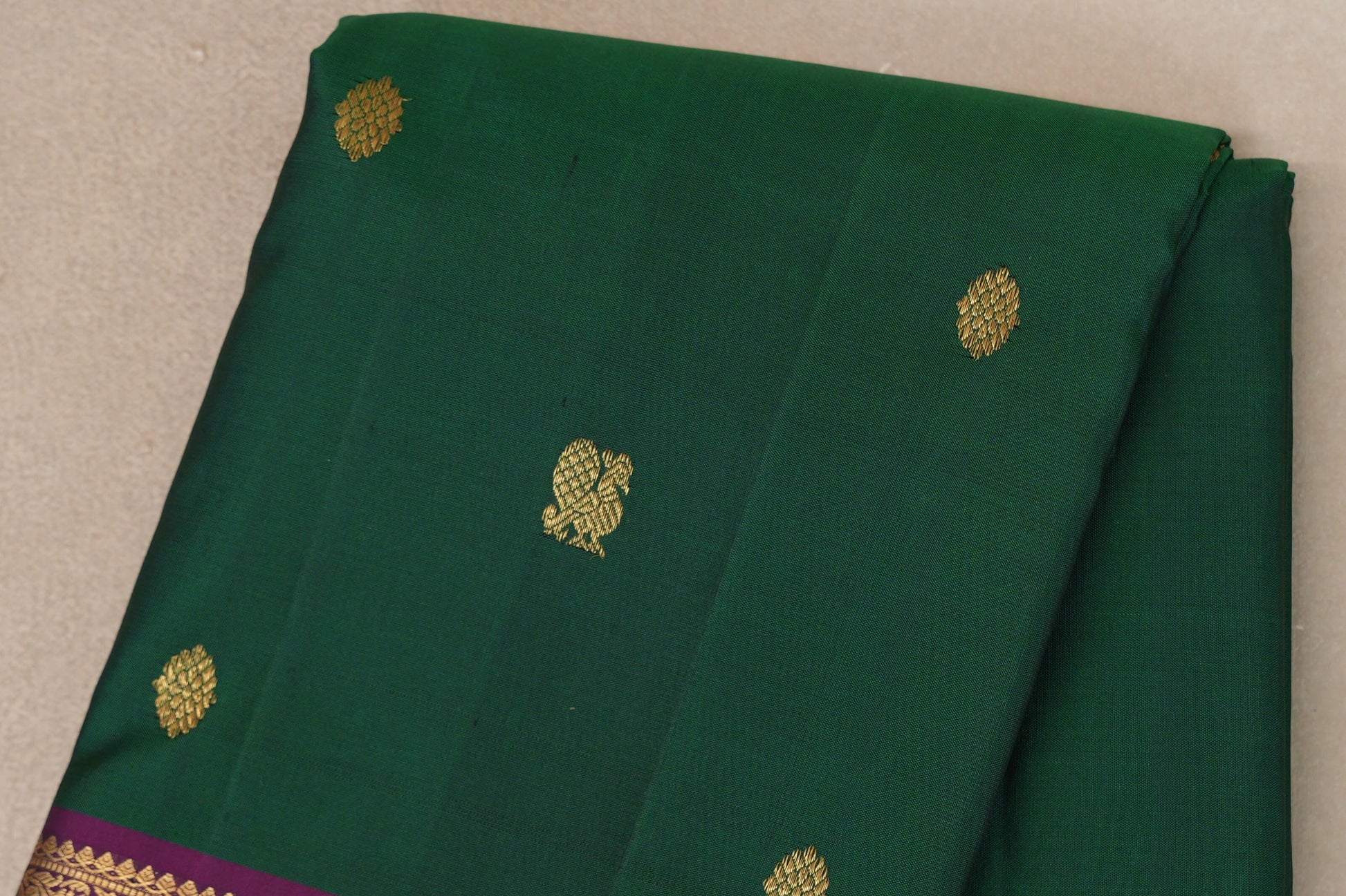 Bottle green with Deep Purple Vintage Kanjivaram Silk Saree body