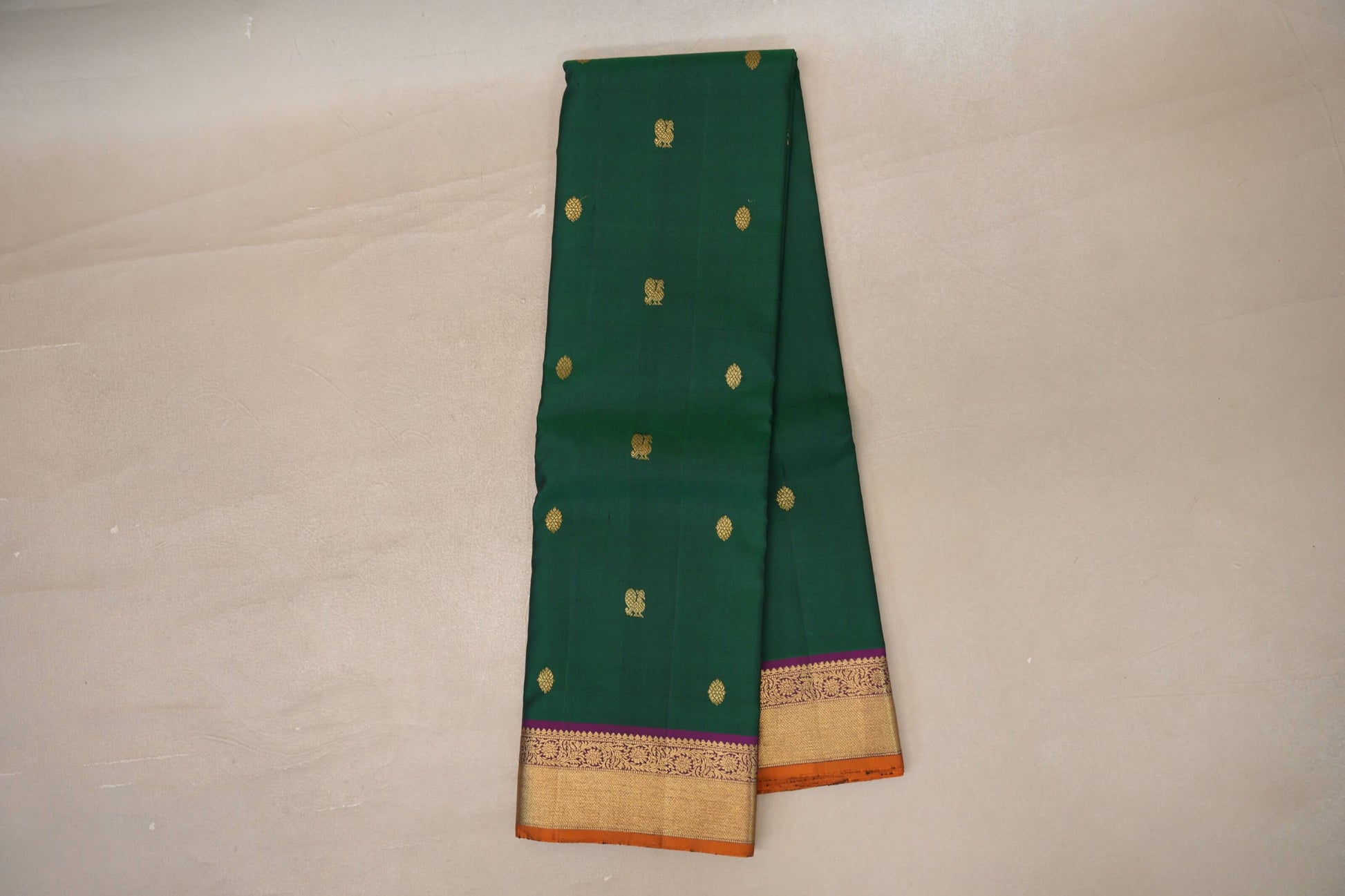 Bottle green with Deep Purple Vintage Kanjivaram Silk Saree