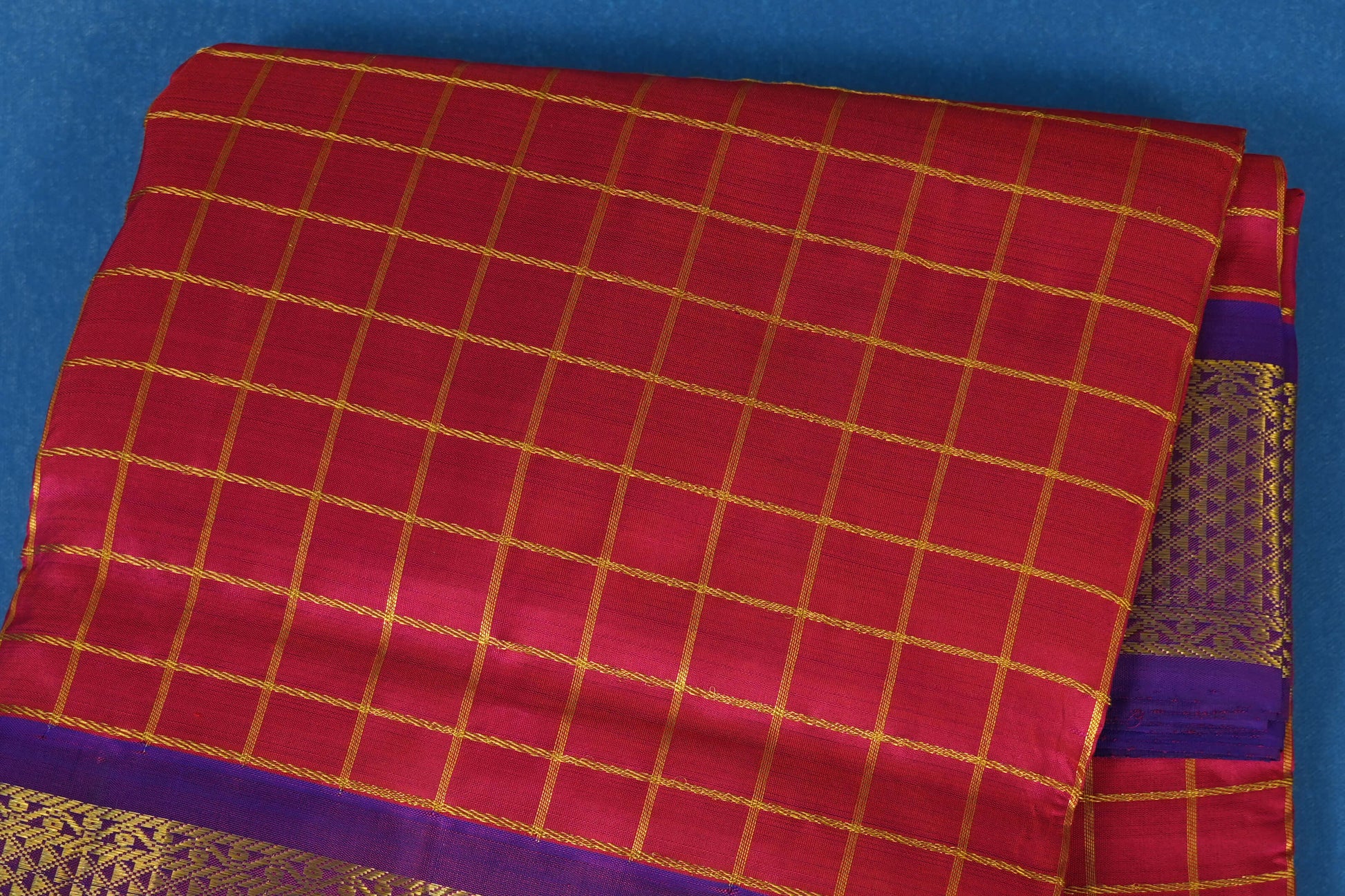checked ten yards madisar silk saree