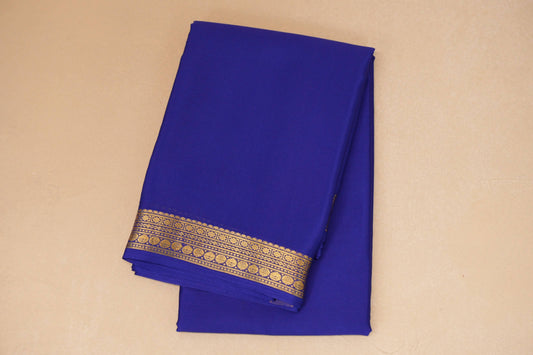 folded Deep Royal Blue Mysore Silk Saree 