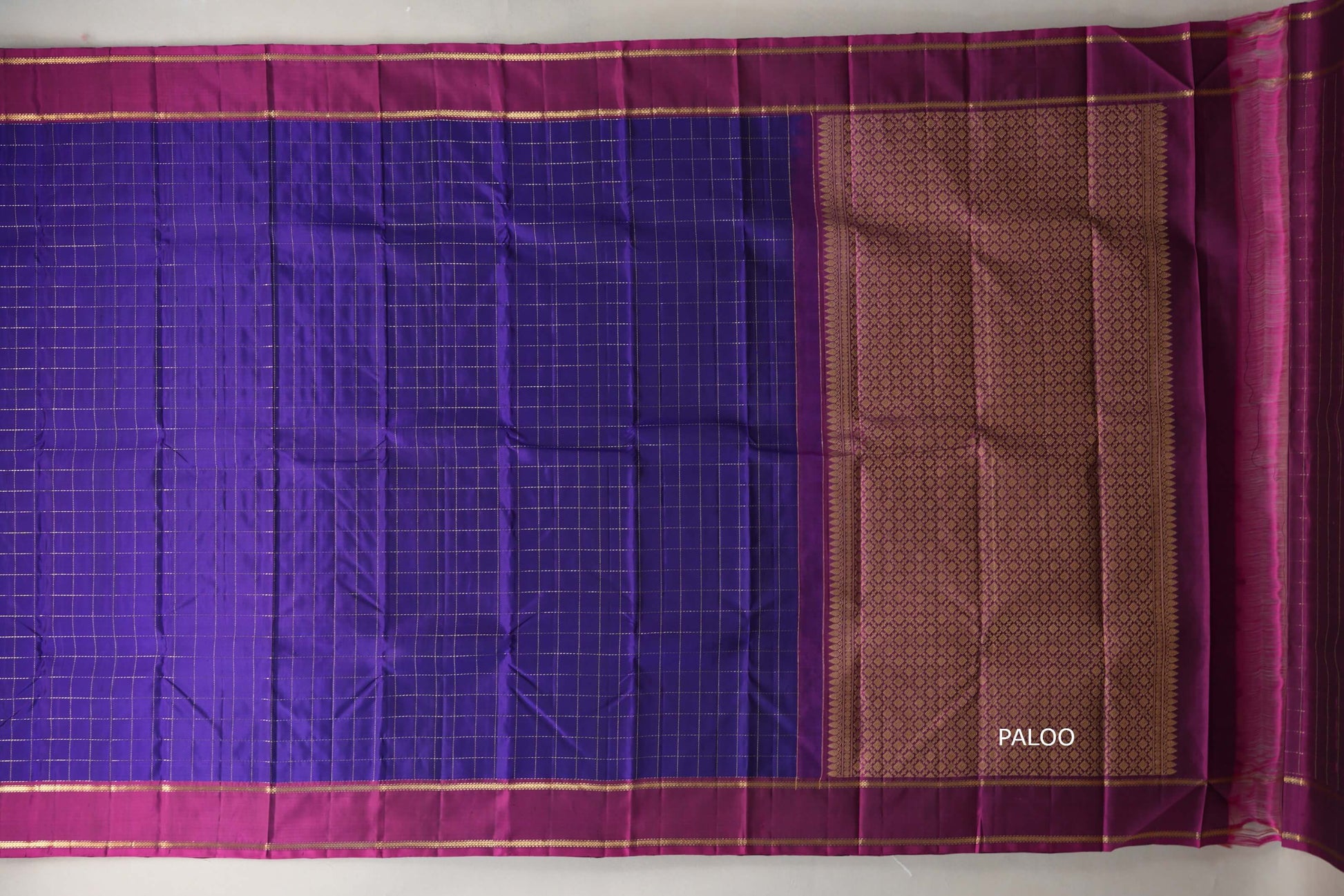 Violet Purple with Deep magenta Vintage Kanjivaram Silk Saree paloo