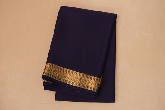 folded Navy Blue Mysore Silk Saree