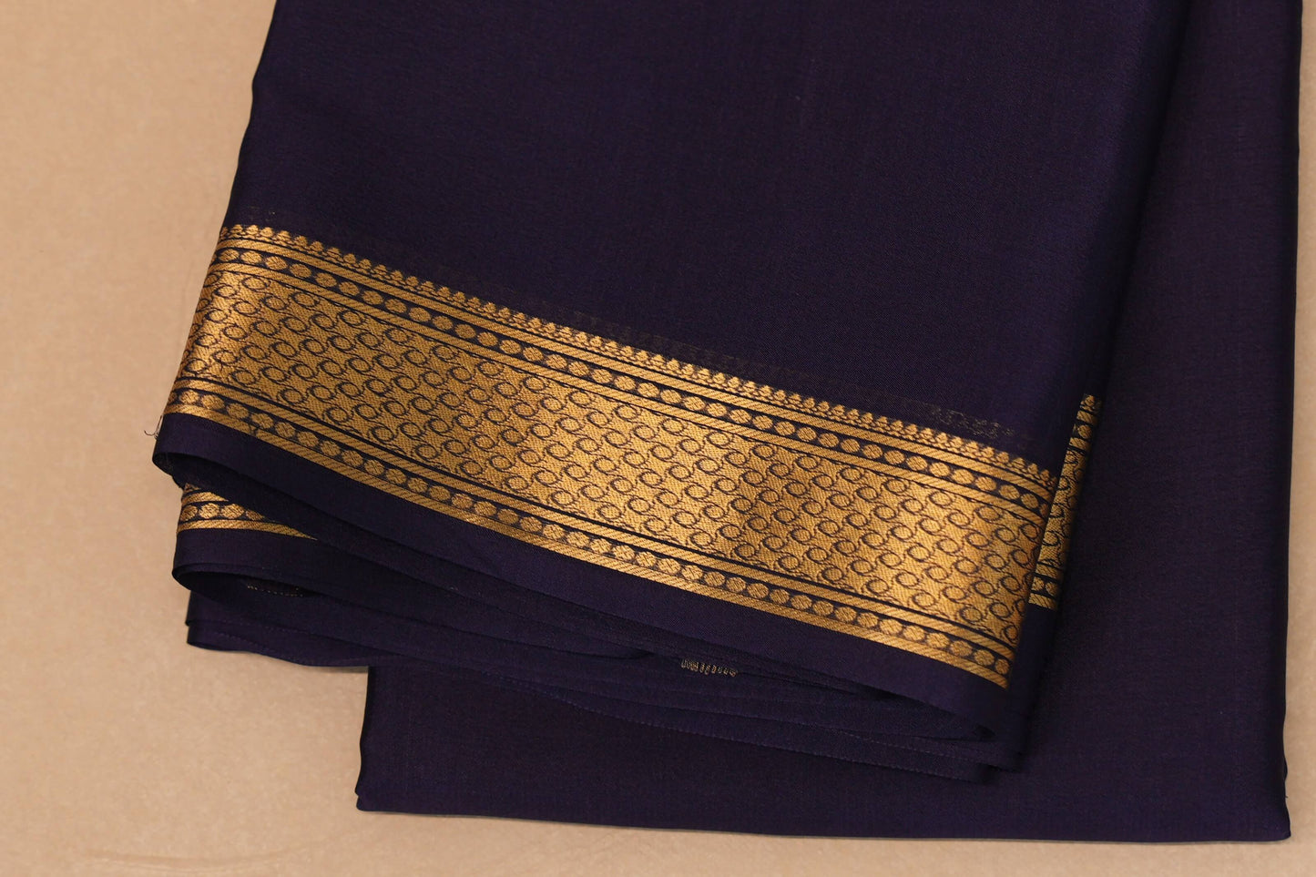 Navy Blue Mysore Silk Saree border zoom