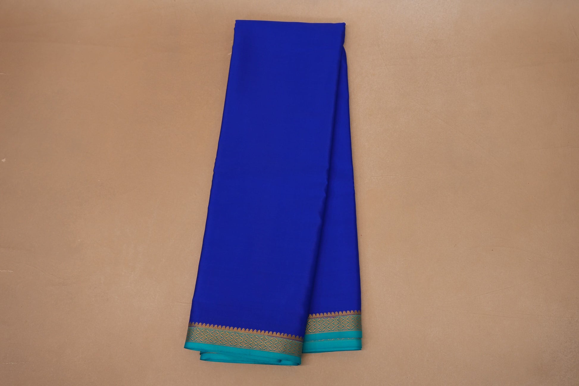 Royal Blue with Aqua Blue Borders Mysore Silk Saree online