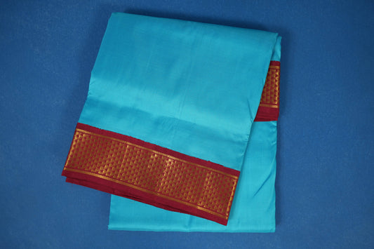 Rama blue ten yards madisar silk saree