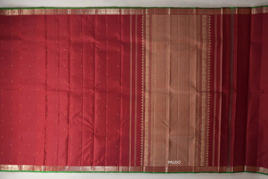 Deep Maroon Vintage Kanjivaram Silk Saree paloo