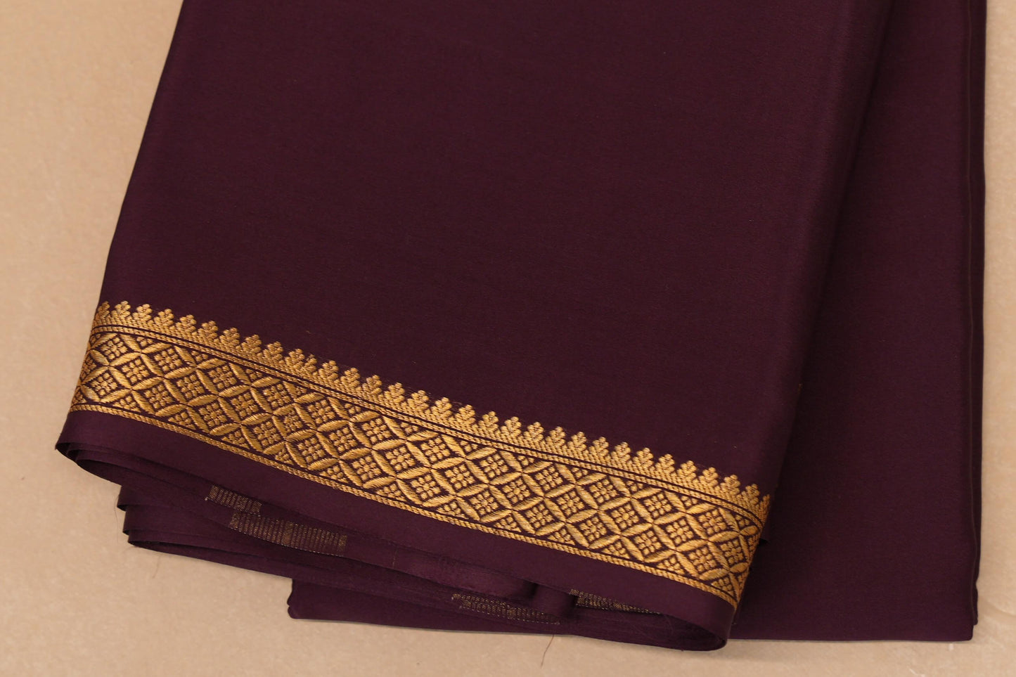 Deep Wine Mysore Silk Saree  border zoom