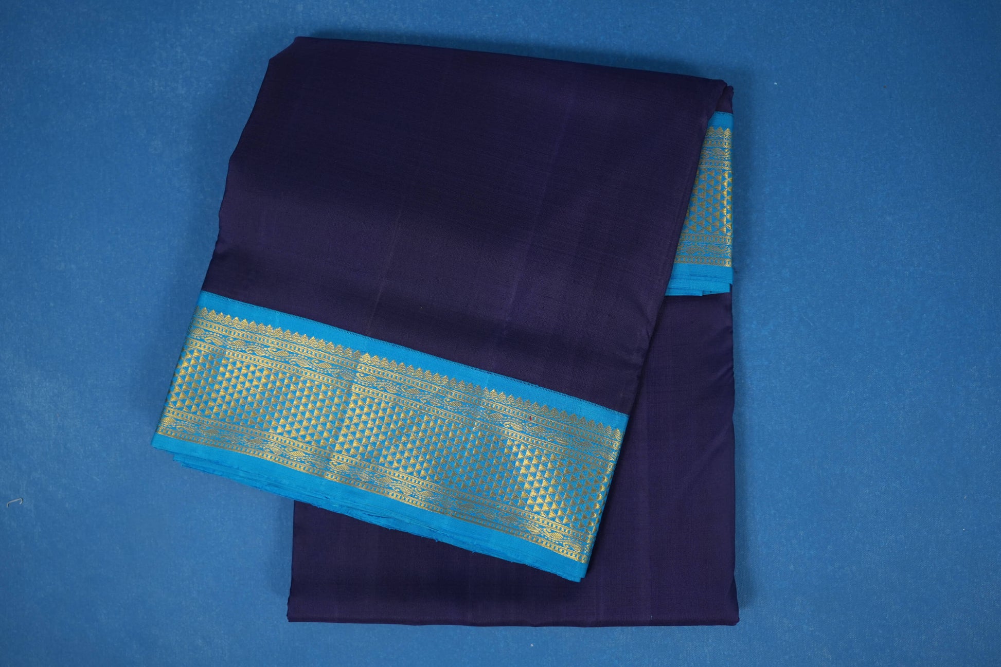 Navy blue ten yards madisar silk saree