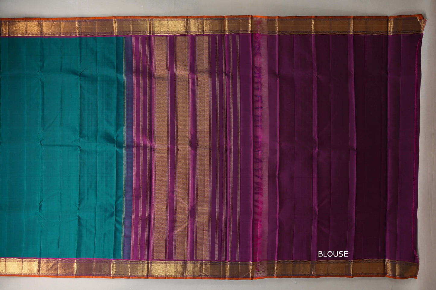 Peacock Green with deep purple border Vintage Kanjivaram Silk Saree by Shreenivas Silks PSSR019793