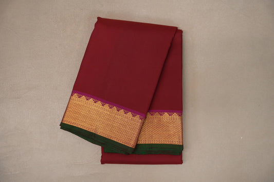 Deep Maroon with magenta border Vintage Kanjivaram Silk Saree by Shreenivas Silks PSSR019794