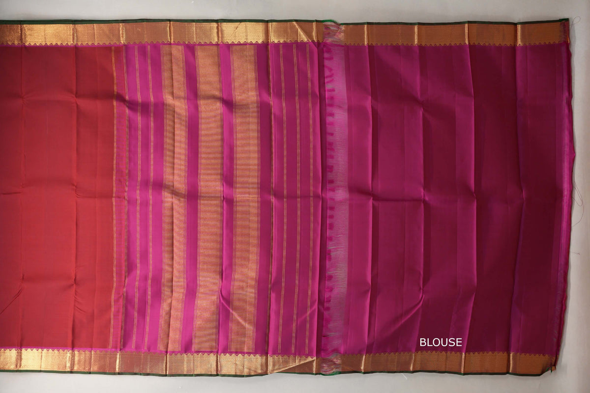 Deep Maroon with magenta border Vintage Kanjivaram Silk Saree by Shreenivas Silks PSSR019794