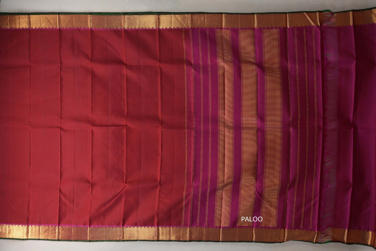 Deep Maroon with magenta border Vintage Kanjivaram Silk Saree by Shreenivas Silks PSSR019794