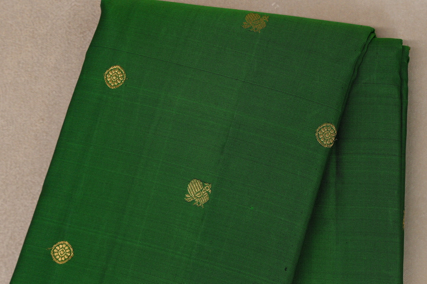 Forest green with Deep Plum border Vintage Kanjivaram Silk Saree by Shreenivas Silks  body