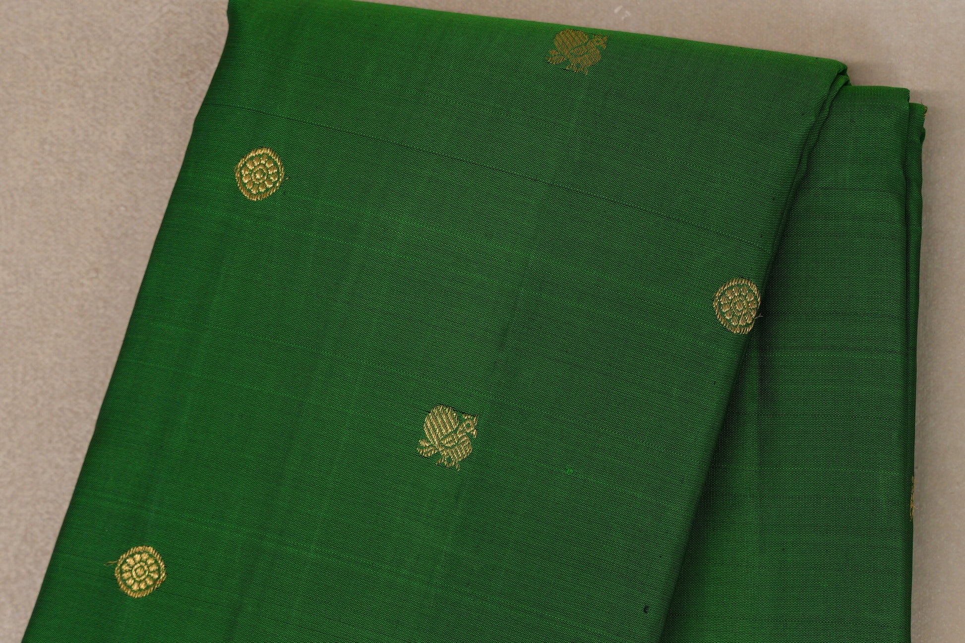 Forest green with Deep Plum border Vintage Kanjivaram Silk Saree by Shreenivas Silks  body