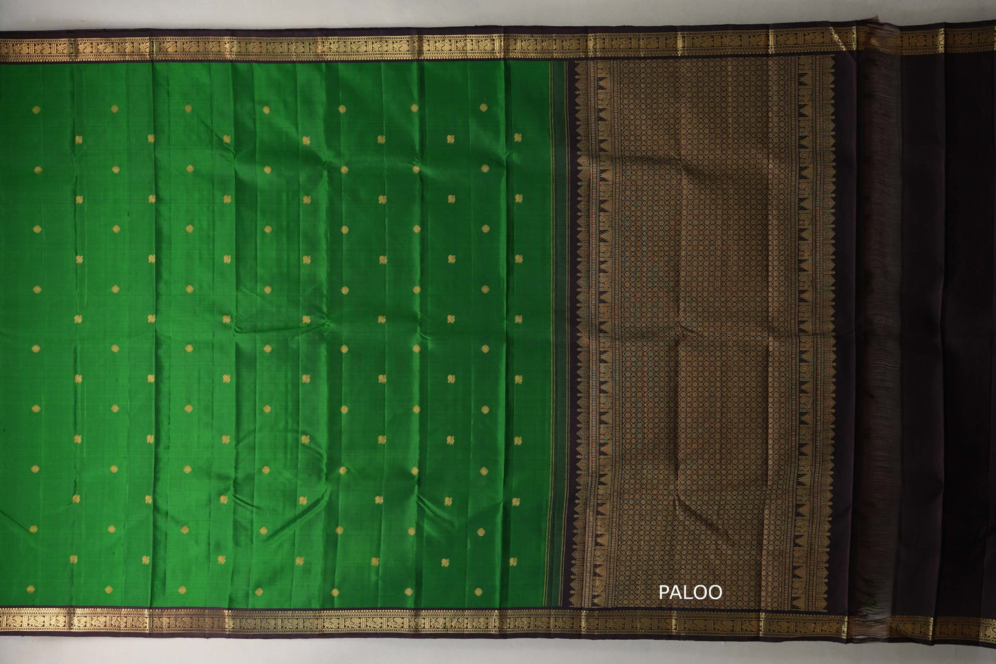 Forest green with Deep Plum border Vintage Kanjivaram Silk Saree by Shreenivas Silks  paloo