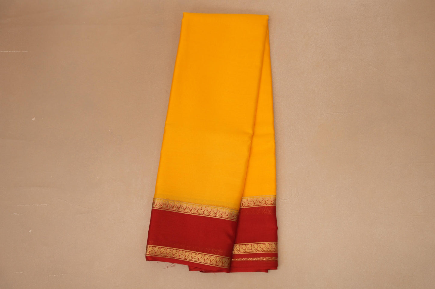Mango Yellow with Bright Red Borders Mysore Silk Saree online