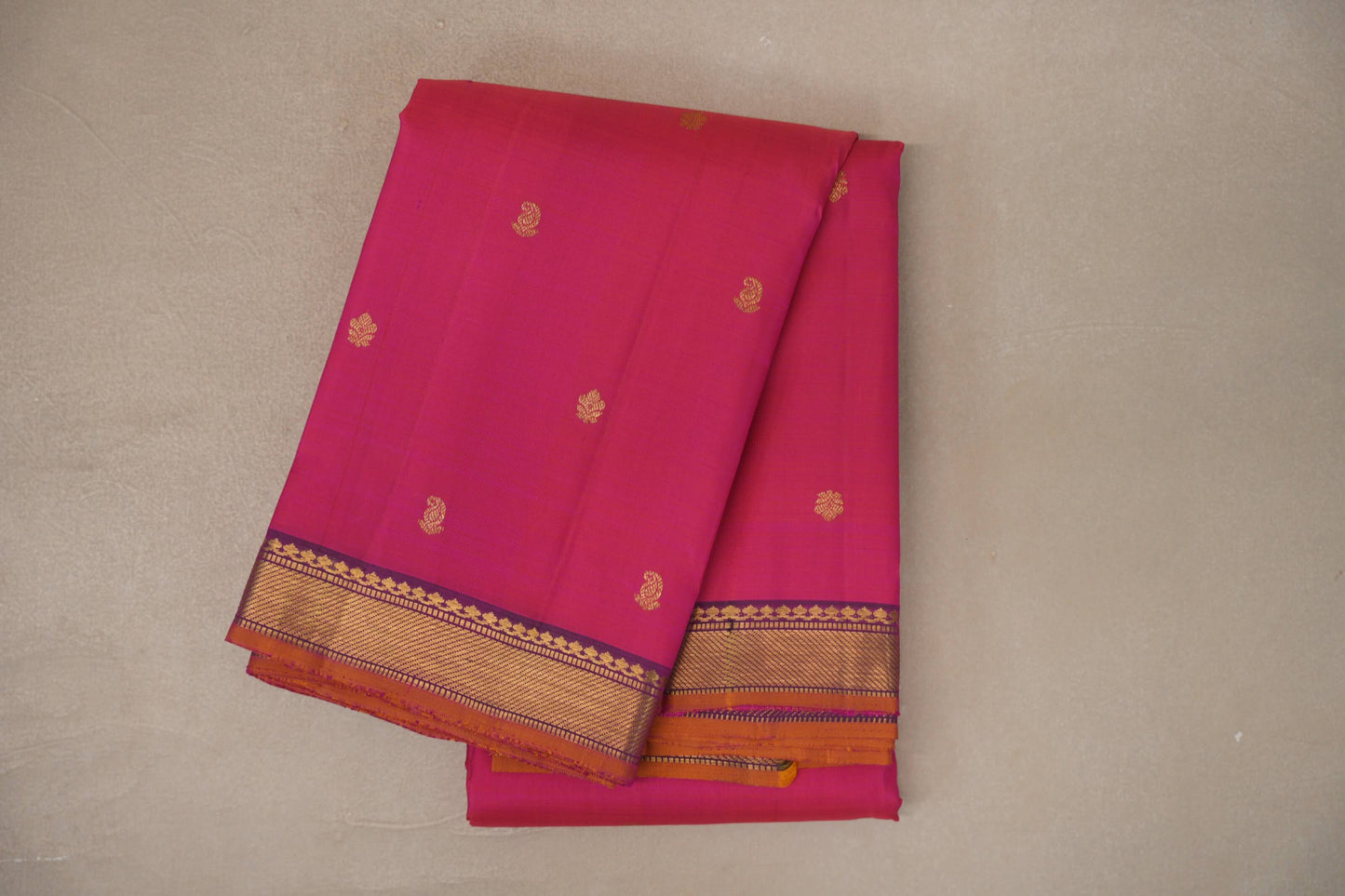 Orangish pink Vintage Kanjivaram Silk Saree 