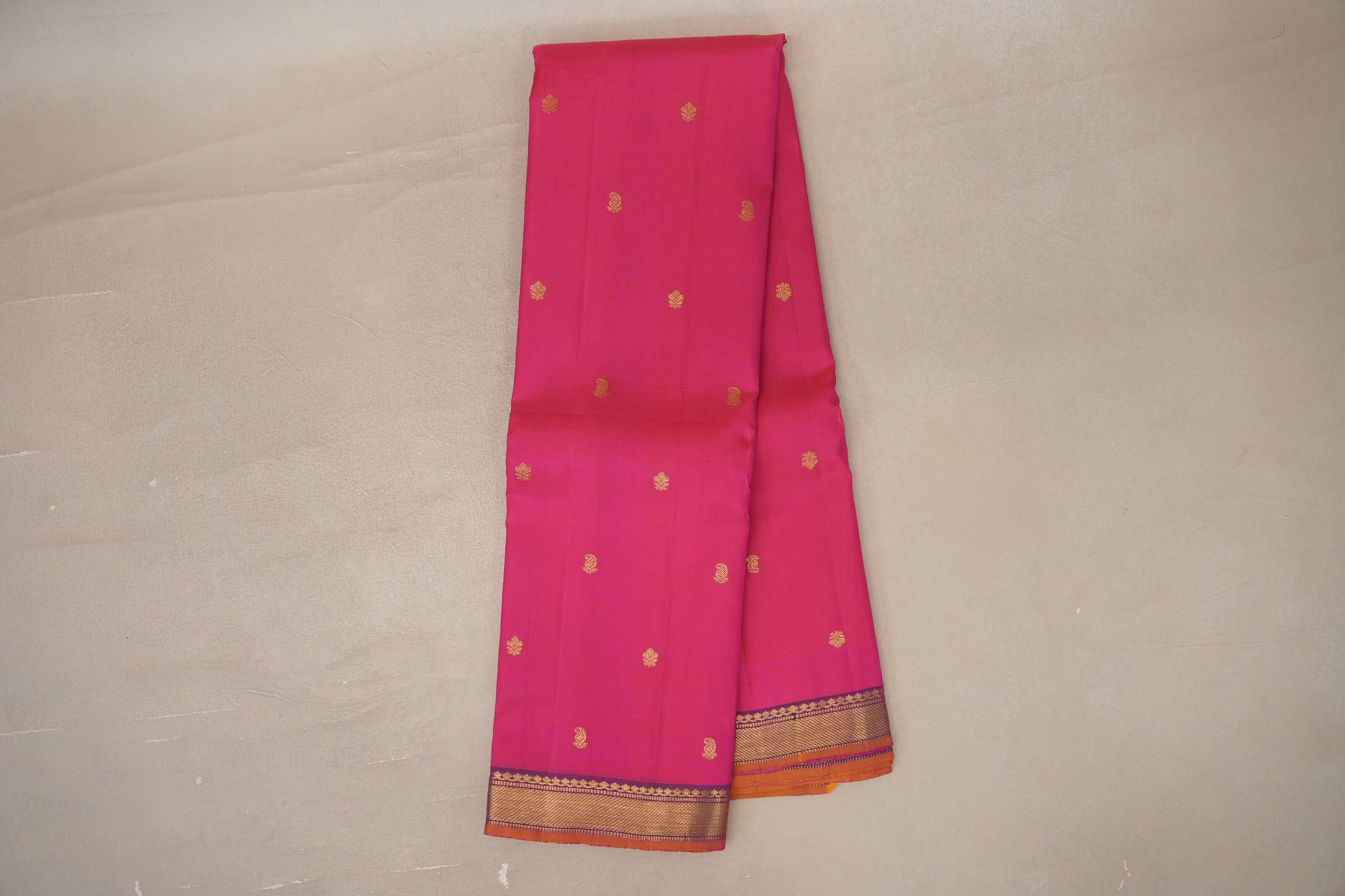 Orangish pink Vintage Kanjivaram Silk Saree 