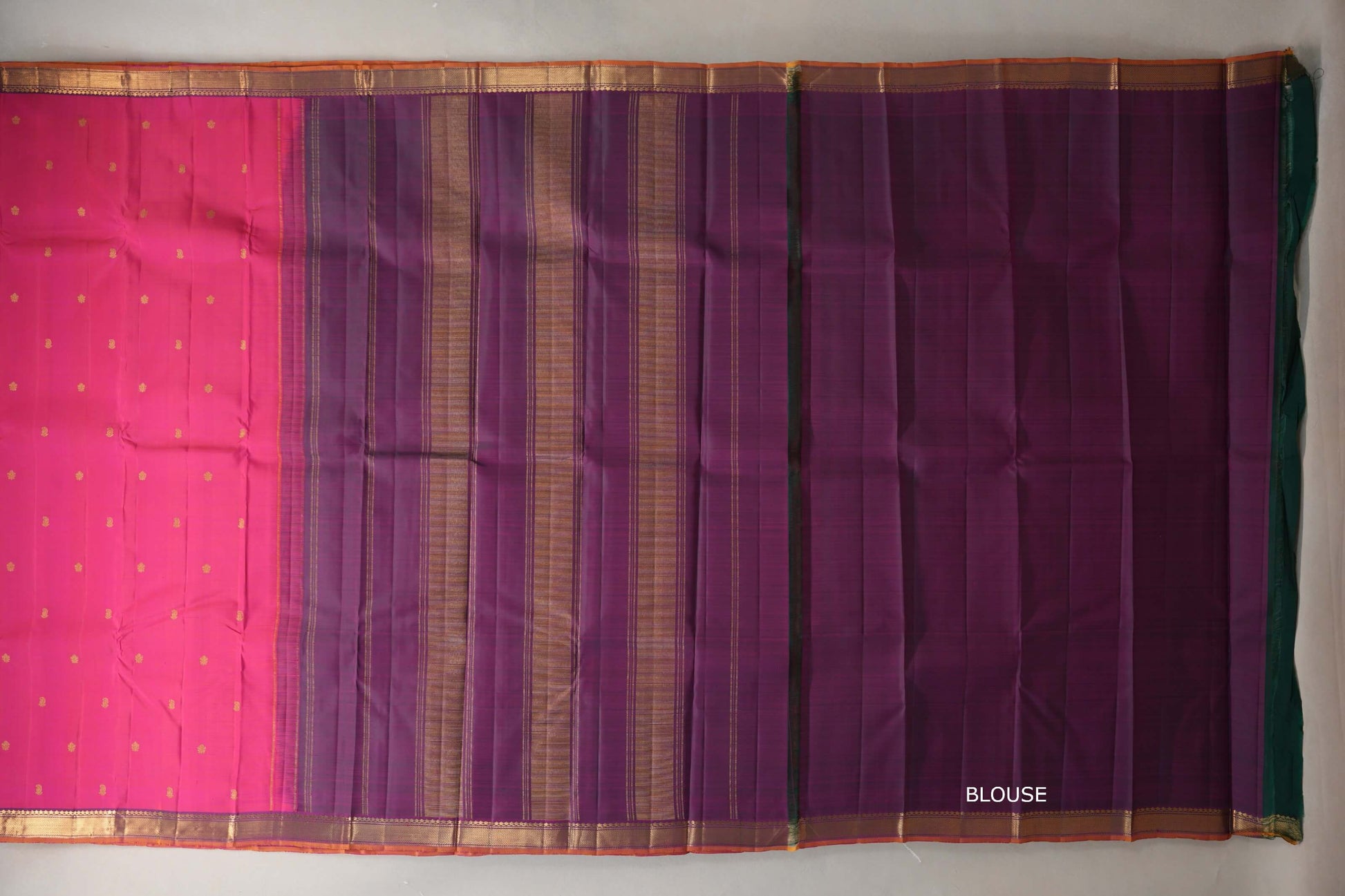 Orangish pink Vintage Kanjivaram Silk Saree blouse