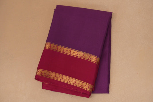 Purple with Magenta Borders Mysore Silk Saree PSSR018631