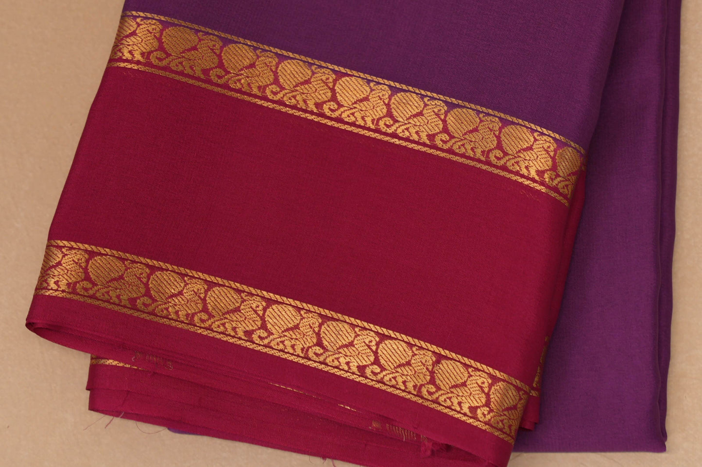 Purple with Magenta Borders Mysore Silk Saree  border