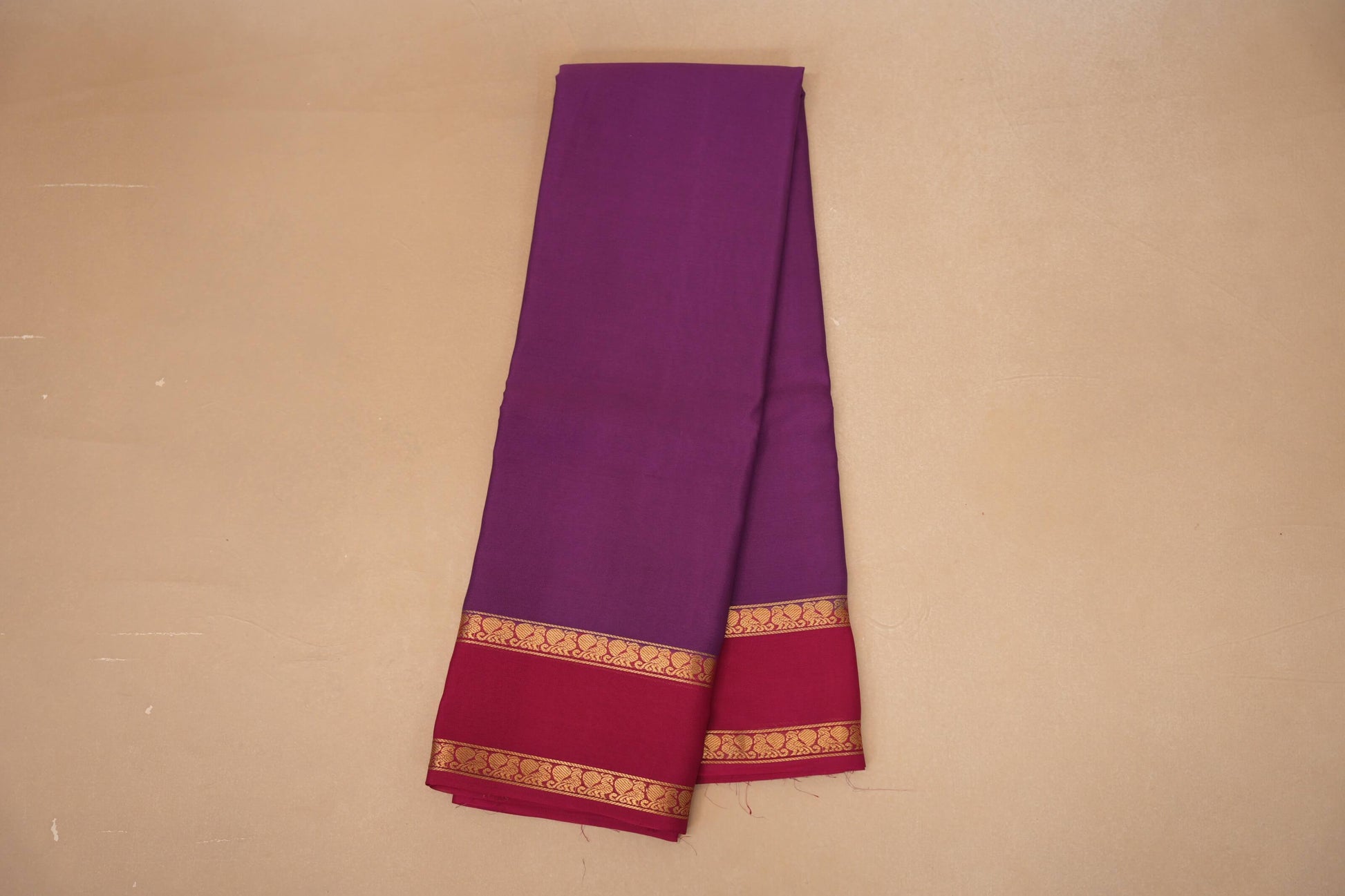 Purple with Magenta Borders Mysore Silk Saree online