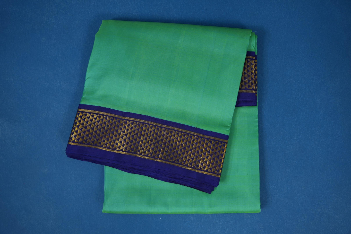 Sea Green Ten yards silk saree 
