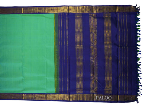Sea Green Ten yards silk saree paloo