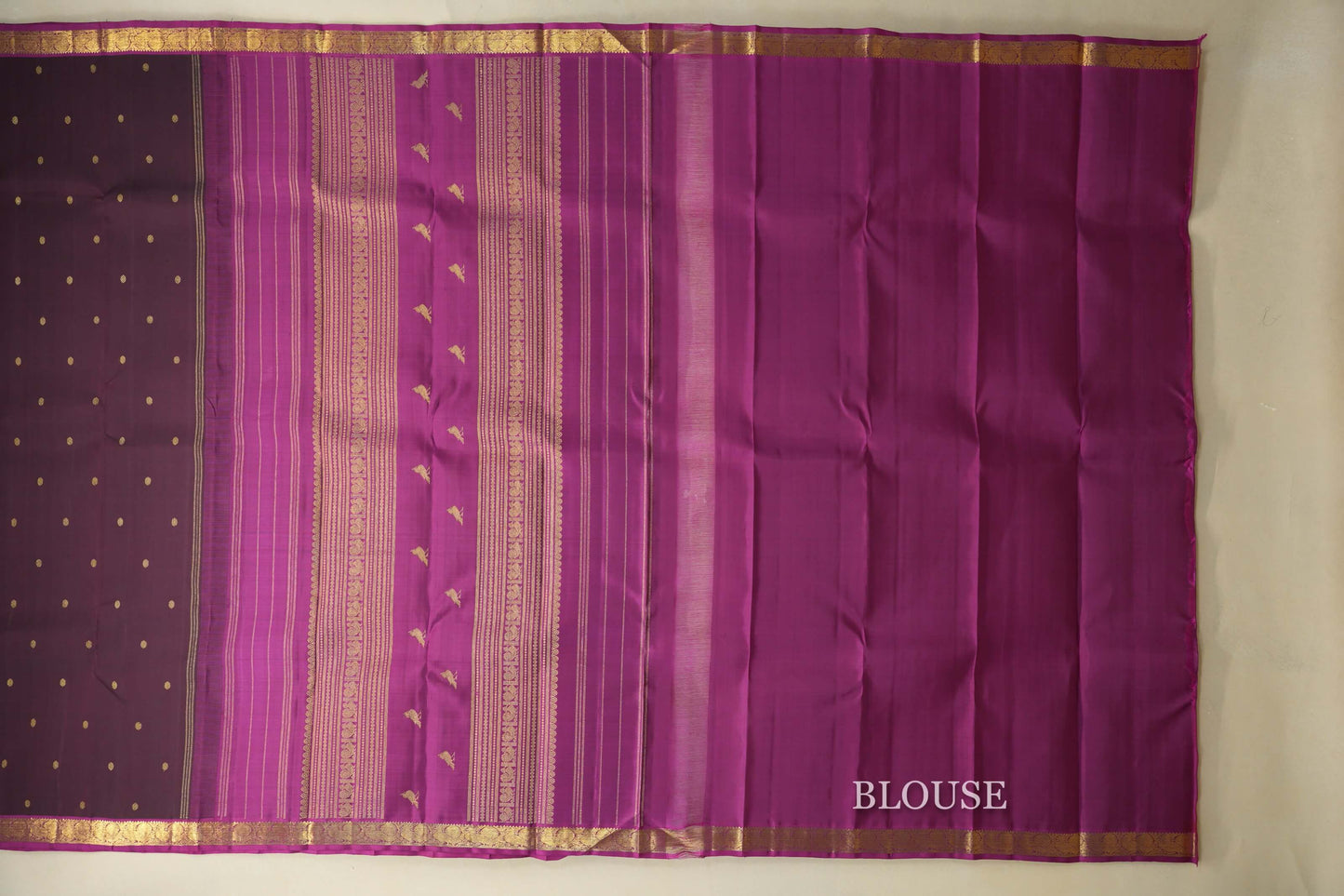 Deep Wine with Magenta Borders Heirloom Kanjivaram silk saree blouse