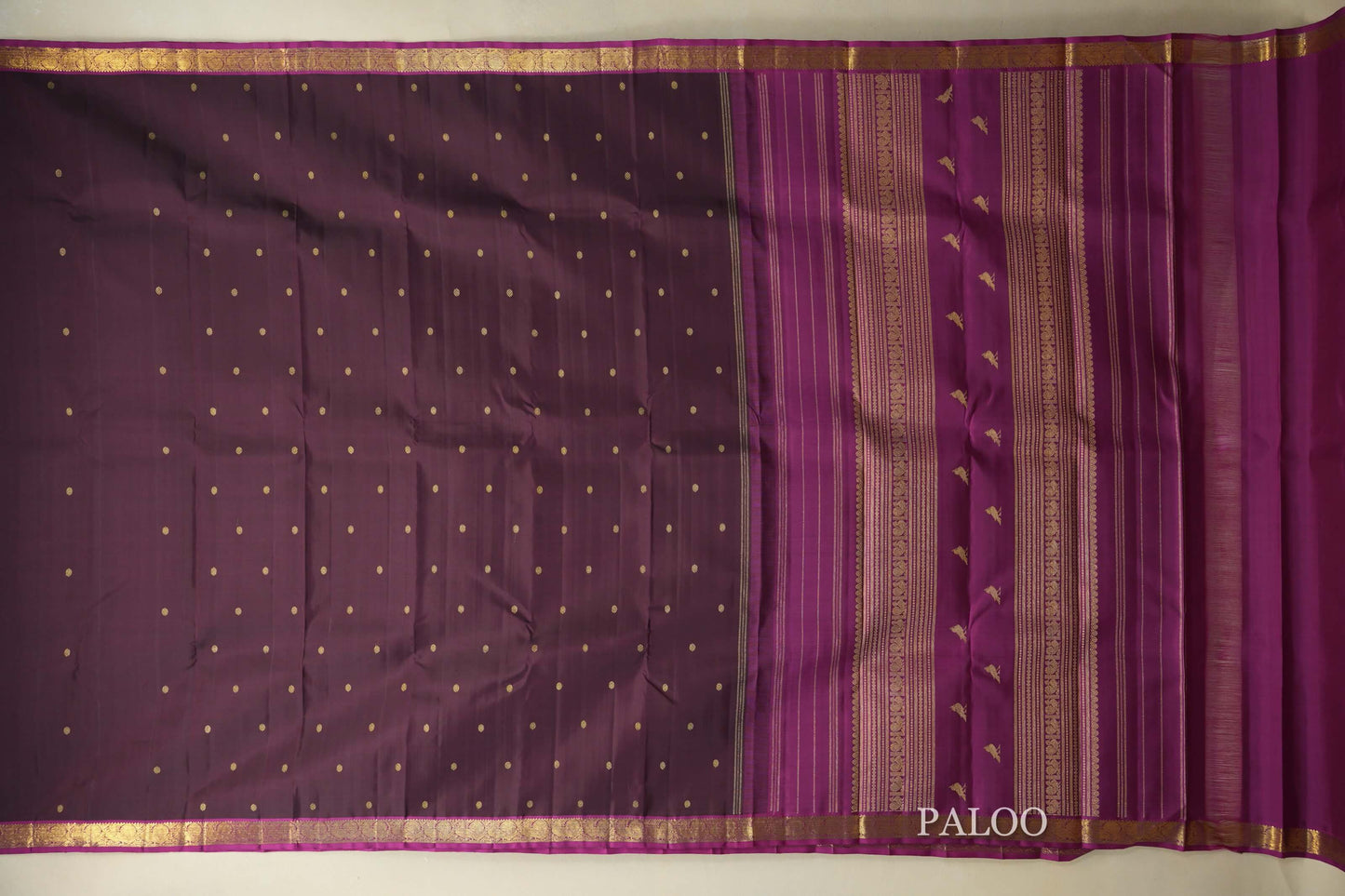 Deep Wine with Magenta Borders Heirloom Kanjivaram silk saree paloo