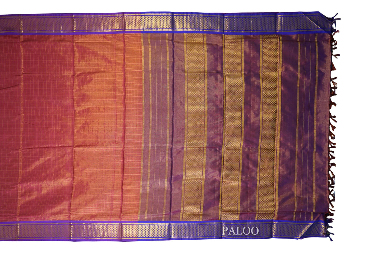 Maroon Tissue Jari Ten yards silk saree paloo