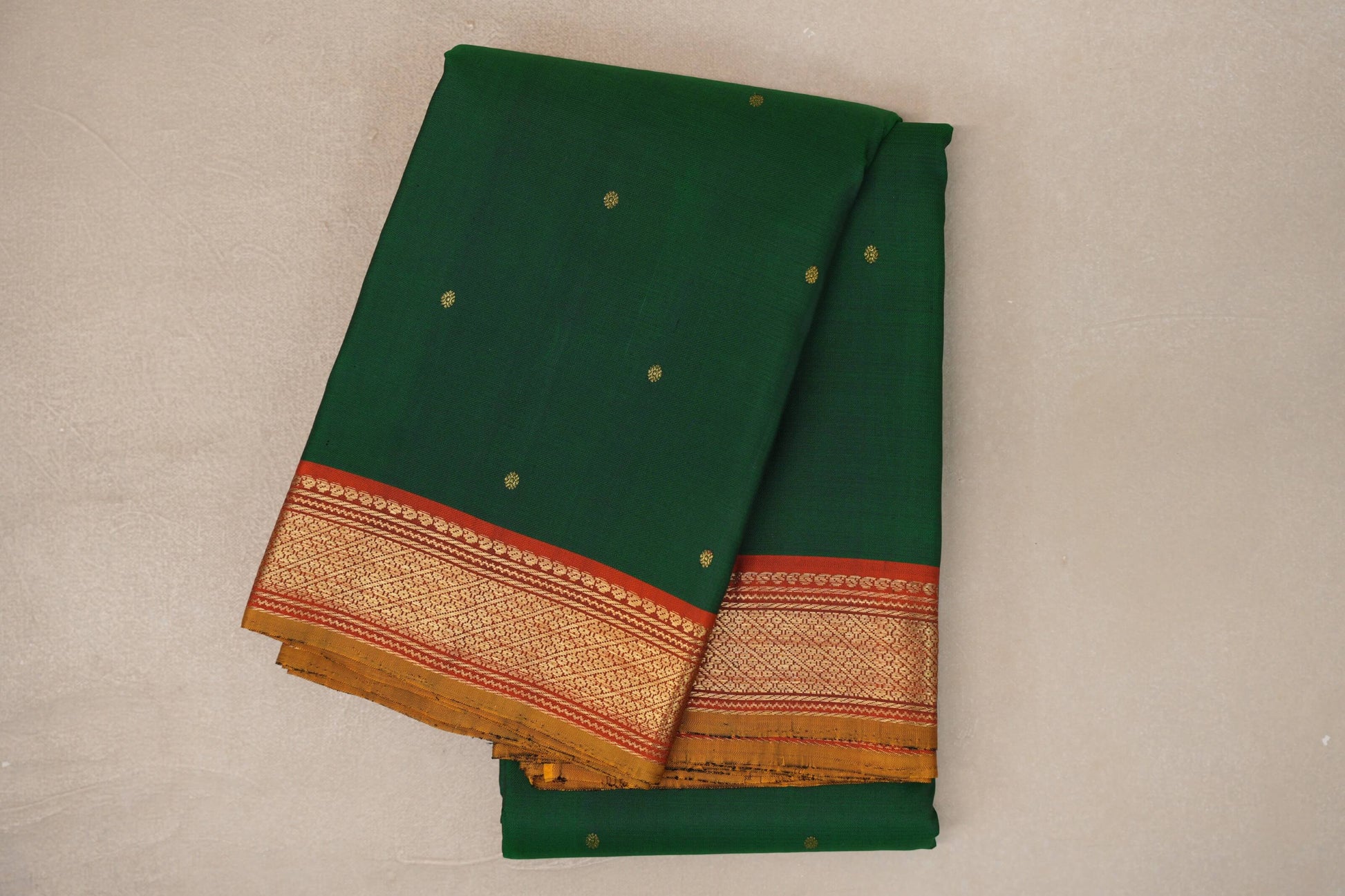 Deep Bottle Green Vintage Kanjivaram Silk Saree
