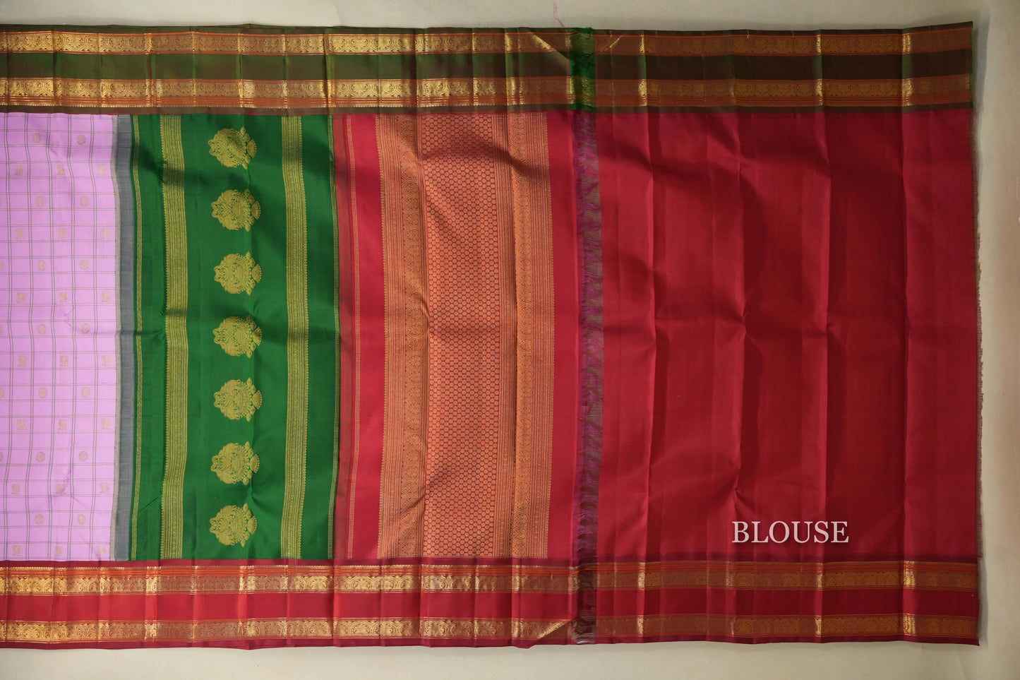 Baby Pink Heirloom Kanjivaram Silk Saree  blouse