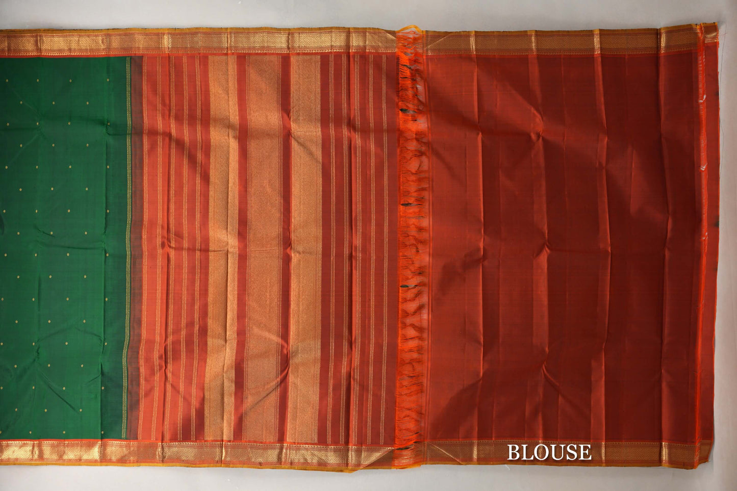 Deep Bottle Green Vintage Kanjivaram Silk Saree blouse