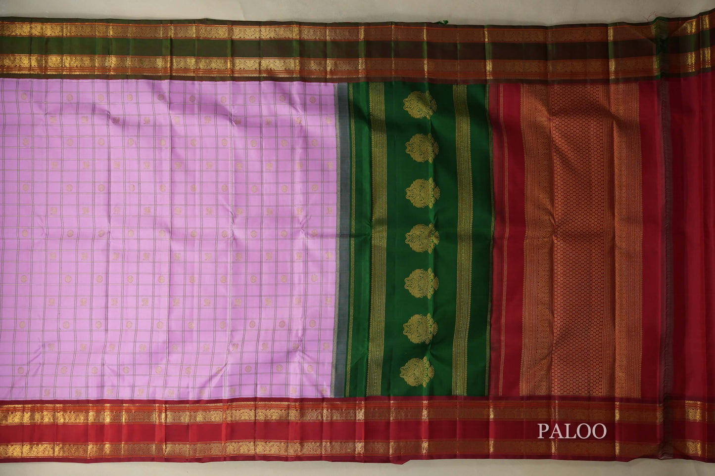 Baby Pink Heirloom Kanjivaram Silk Saree  paloo