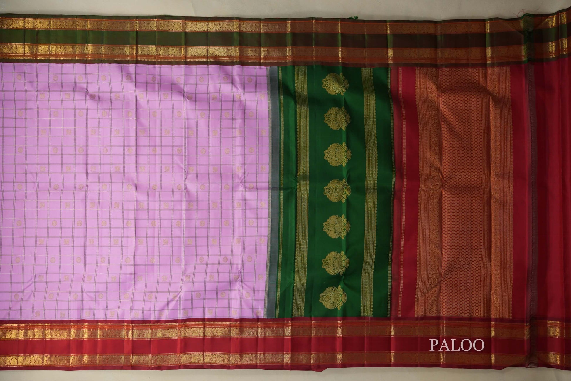 Baby Pink Heirloom Kanjivaram Silk Saree  paloo