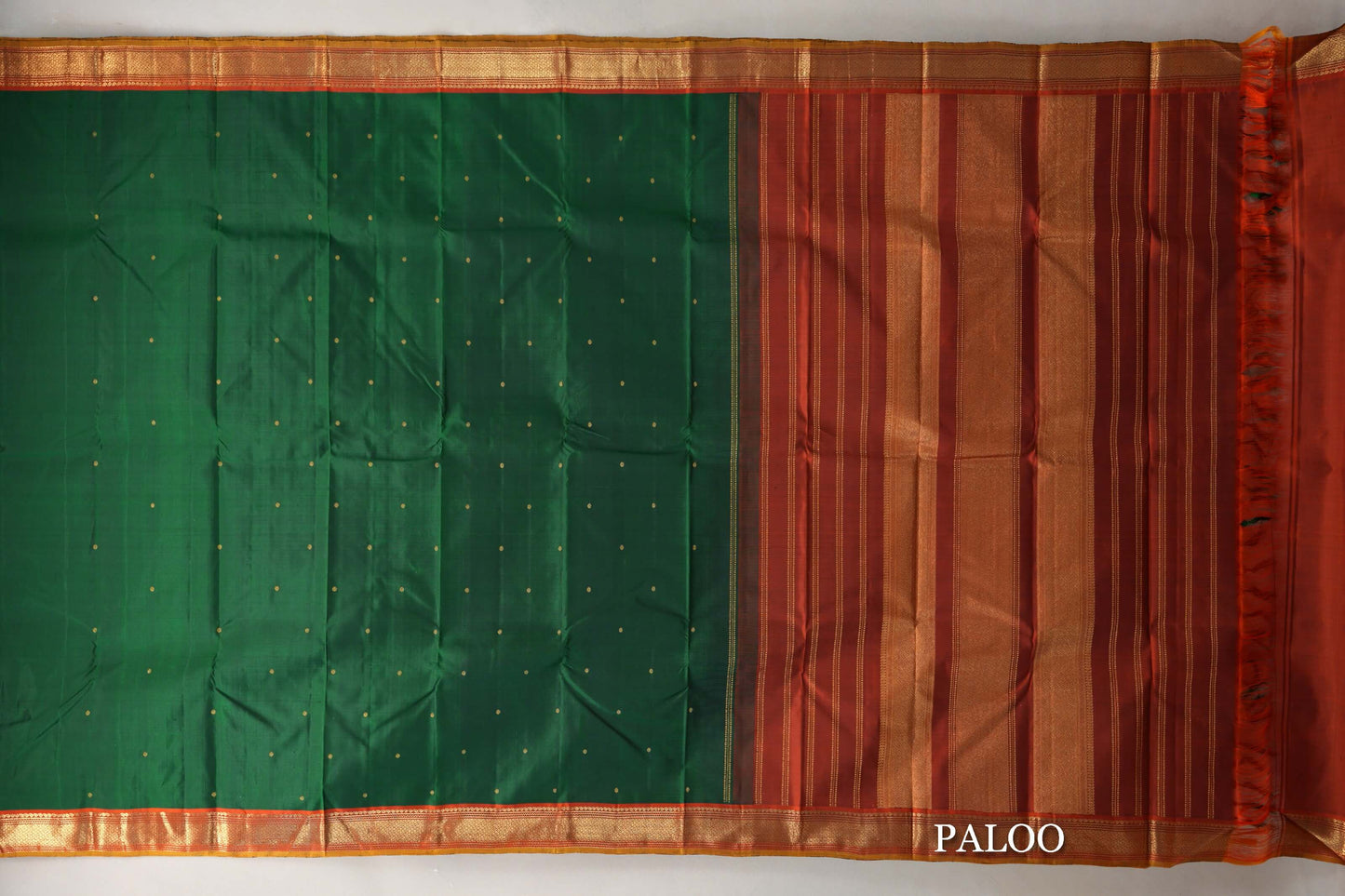 Deep Bottle Green Vintage Kanjivaram Silk Saree paloo