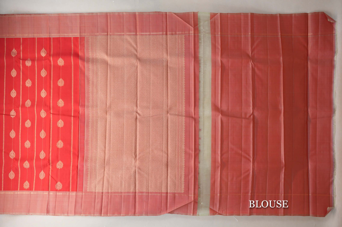 Tomato Red Vintage Kanjivaram Silk Saree blouse