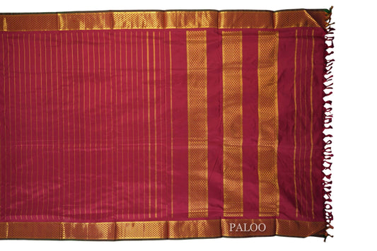 Maroon ten yards silk saree paloo