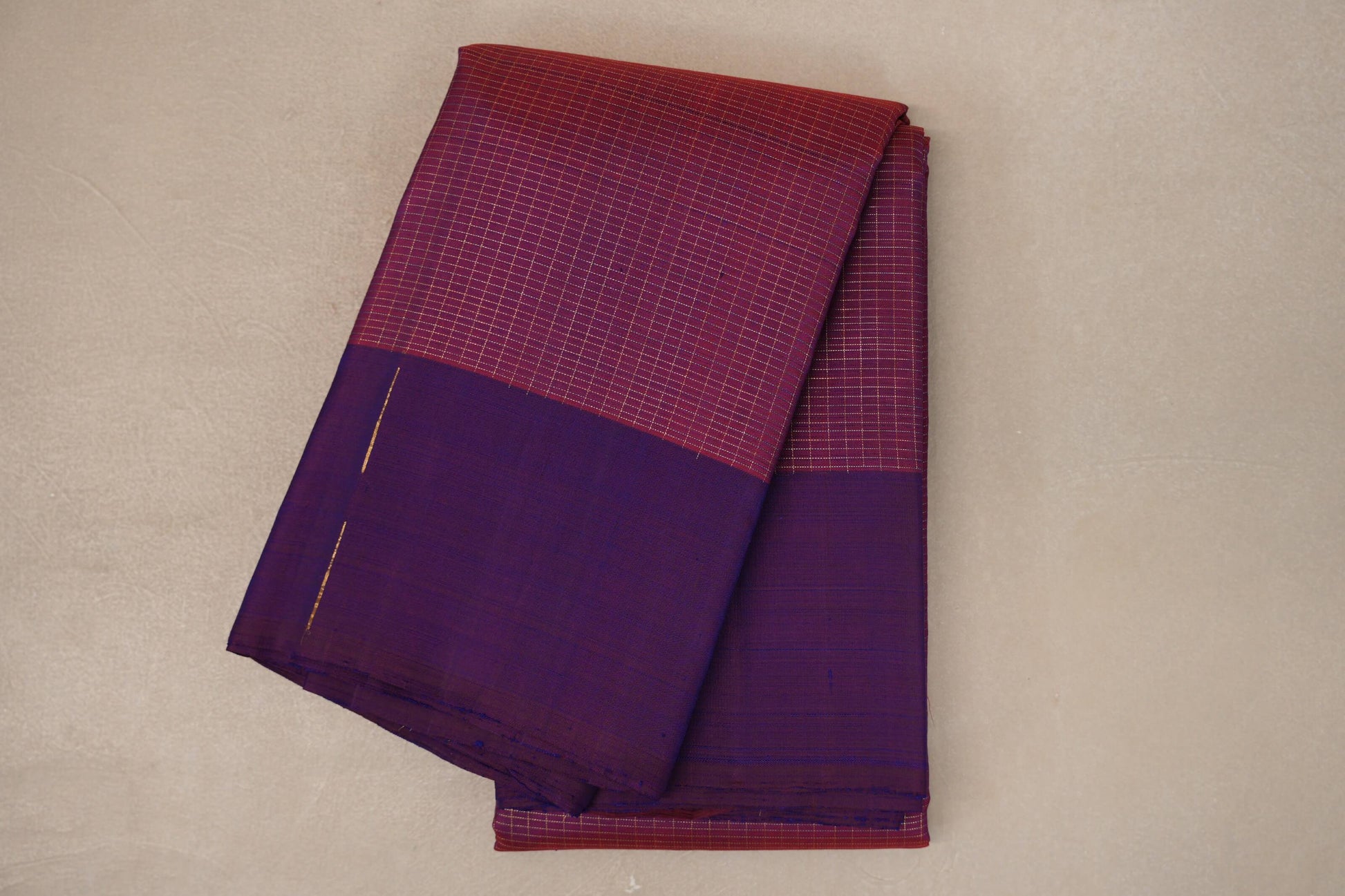 Dual Tone of Orange & Blue Vintage Kanjivaram Silk Saree
