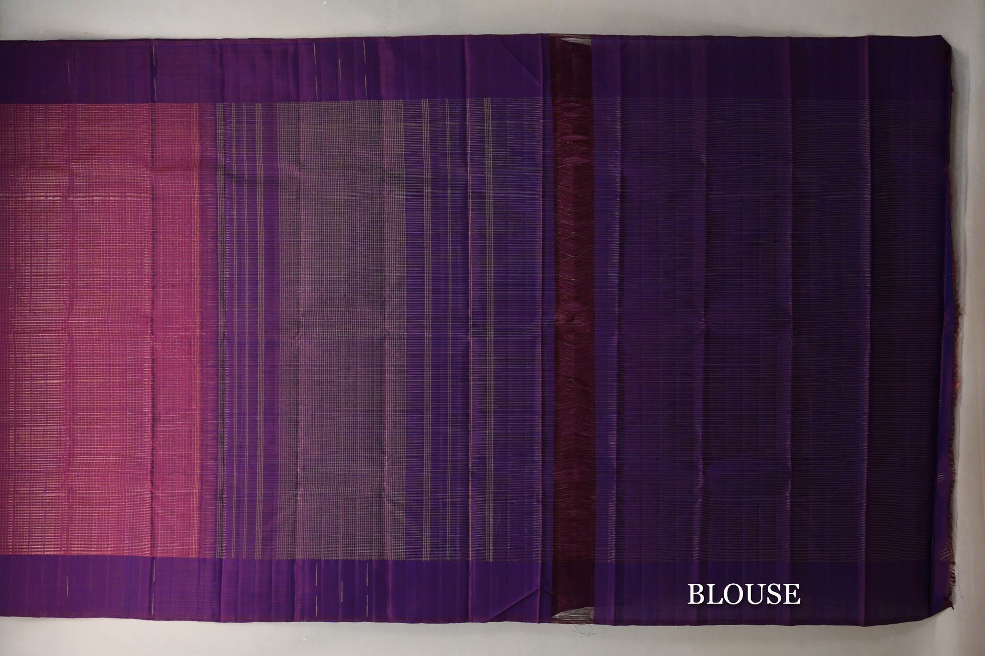 Dual Tone of Orange & Blue Vintage Kanjivaram Silk Saree blouse