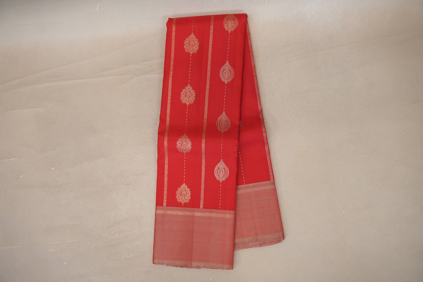 Online Tomato Red Vintage Kanjivaram Silk Saree