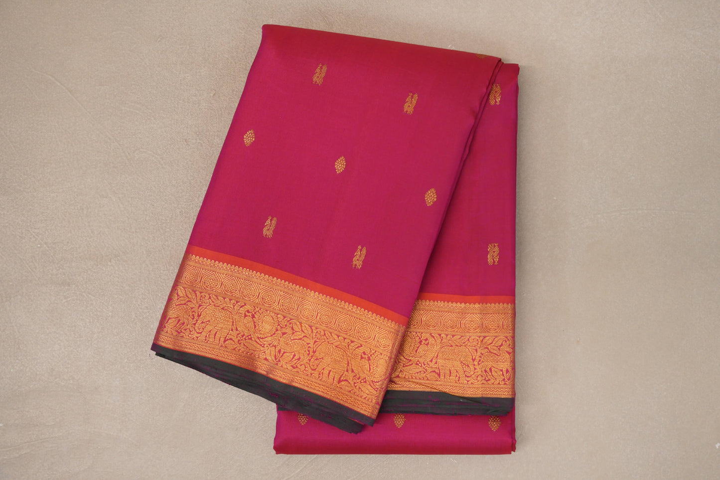 Deep Rani Pink Vintage Kanjivaram Silk Saree