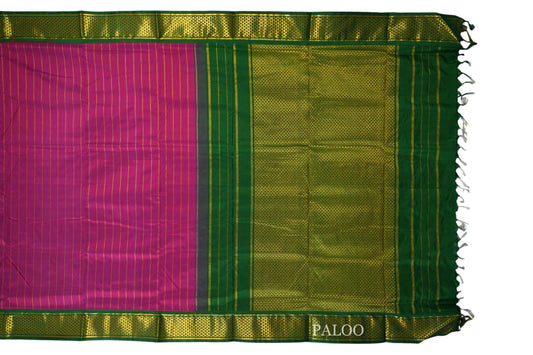 Magenta ten yards silk saree paloo