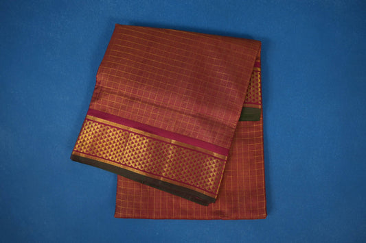 Maroon Tissue Zari with Selvedge Manthulir Borders Ten yards silk saree