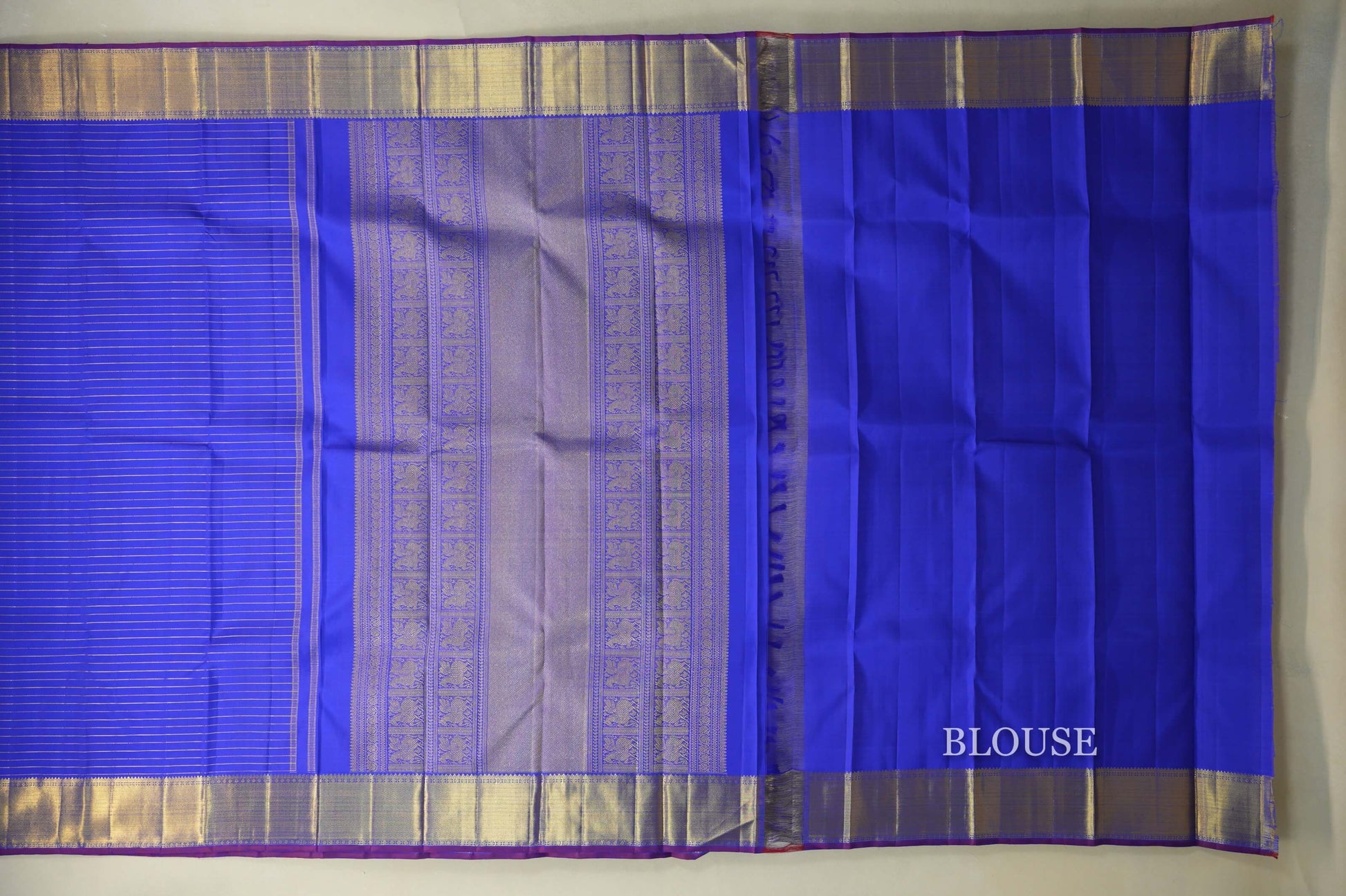 Royal Blue  Heirloom Beldhary Kanjivaram Silk Saree blouse