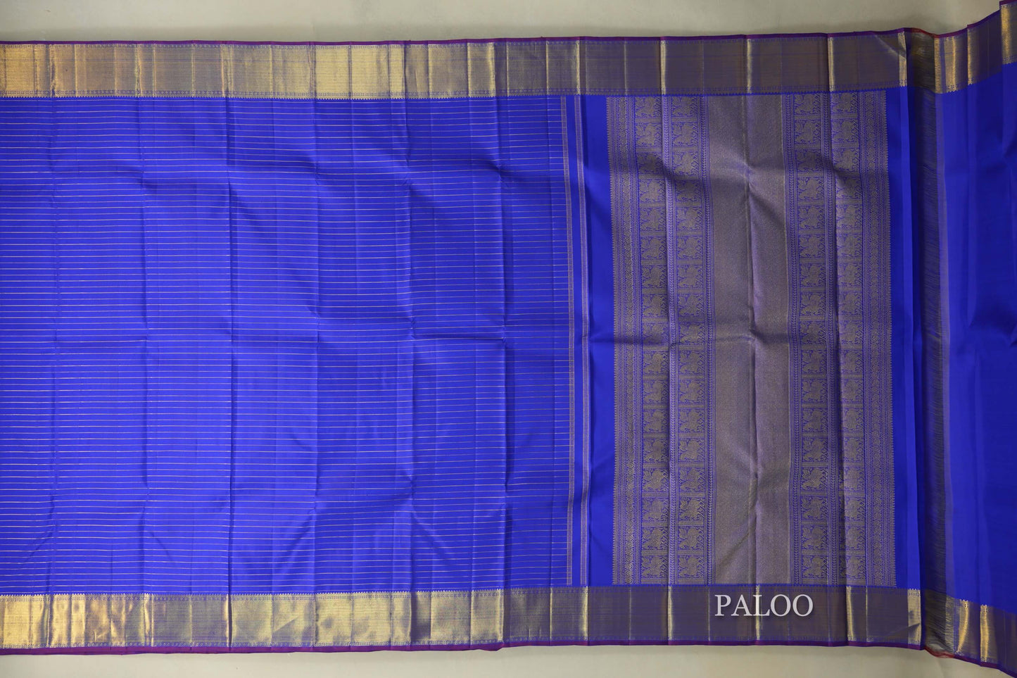 Royal Blue  Heirloom Beldhary Kanjivaram Silk Saree paloo