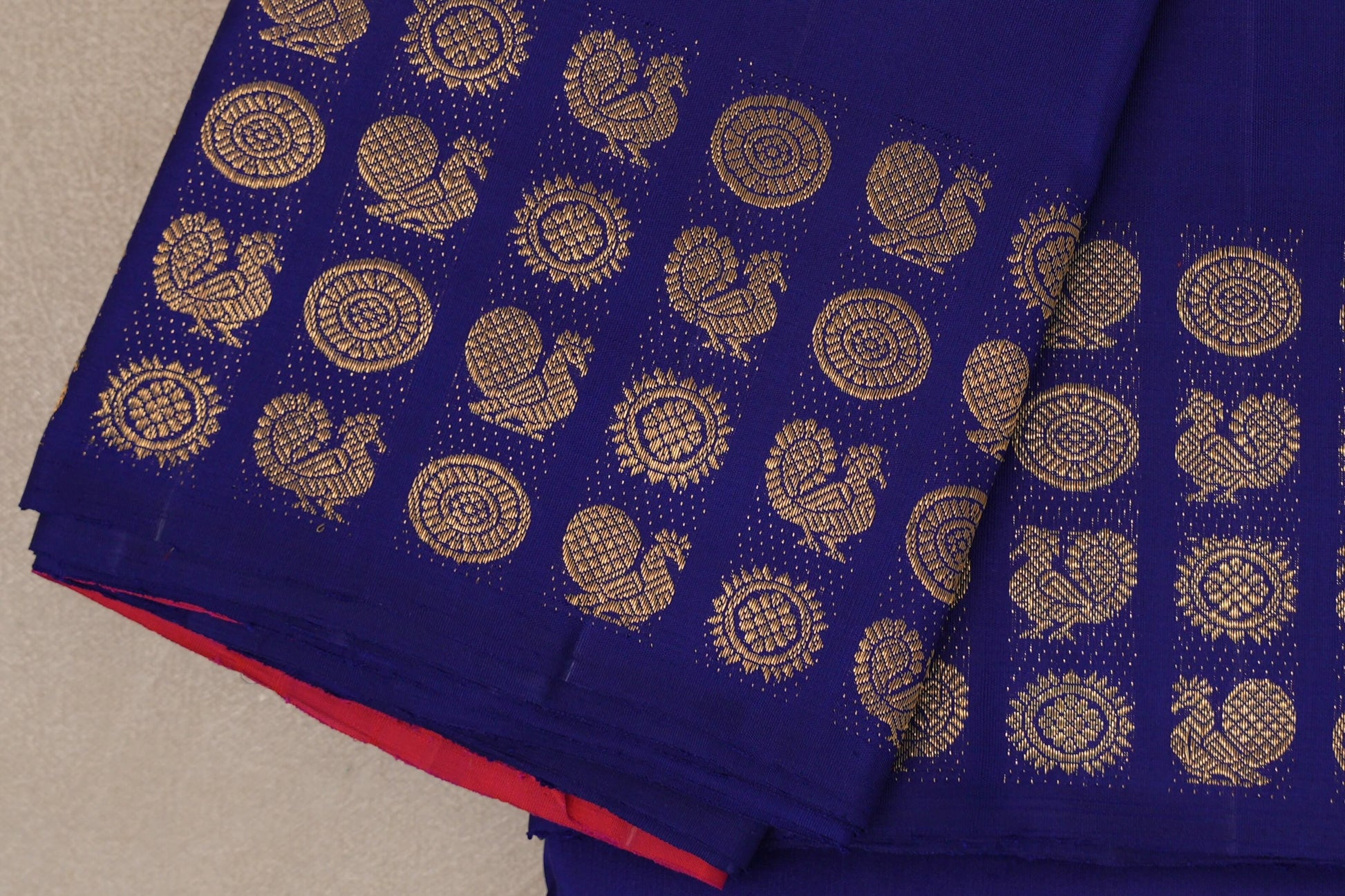 Deep Blue Vintage Kanjivaram Silk Saree border
