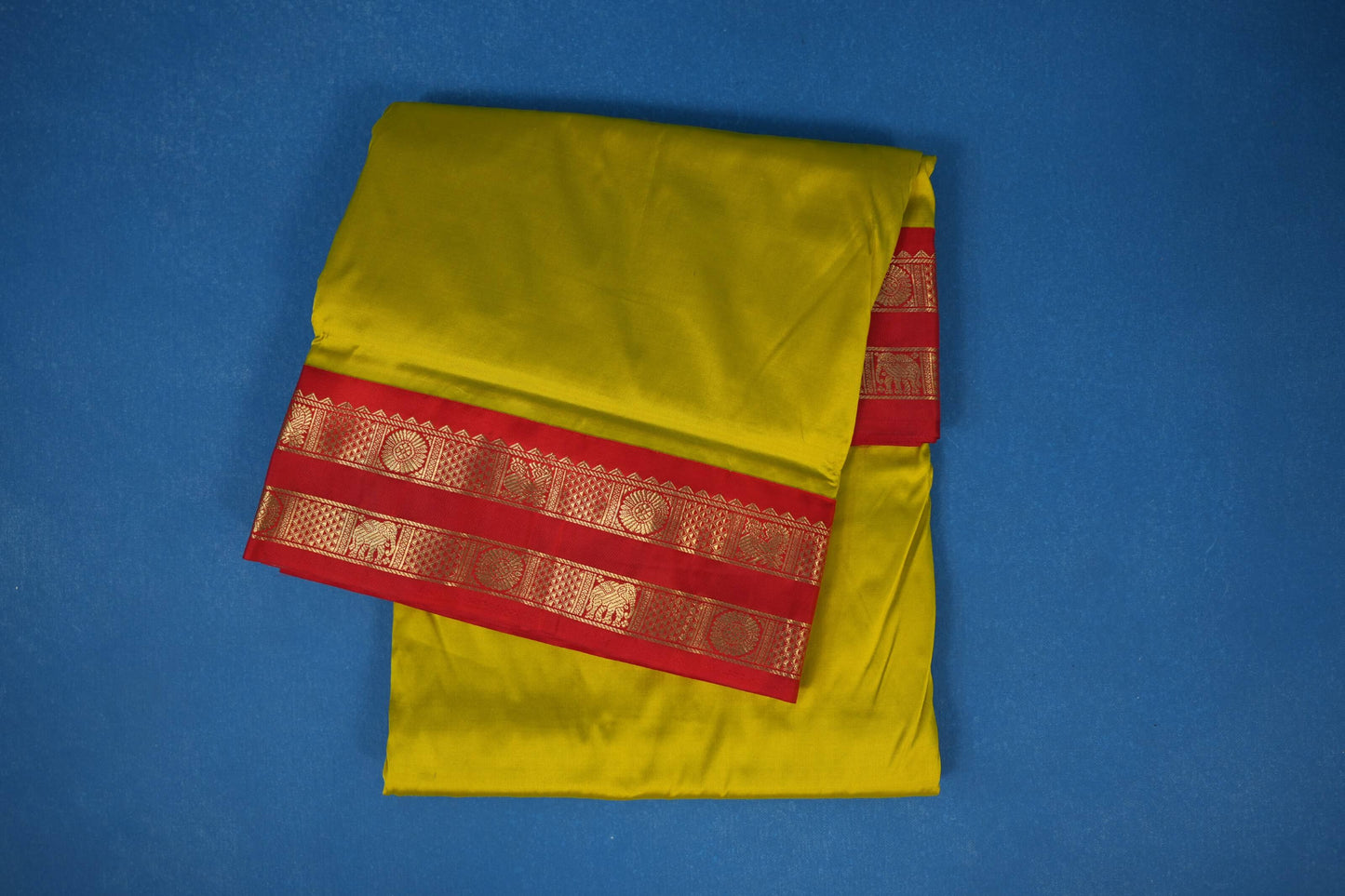Lemon yellow ten yards silk saree