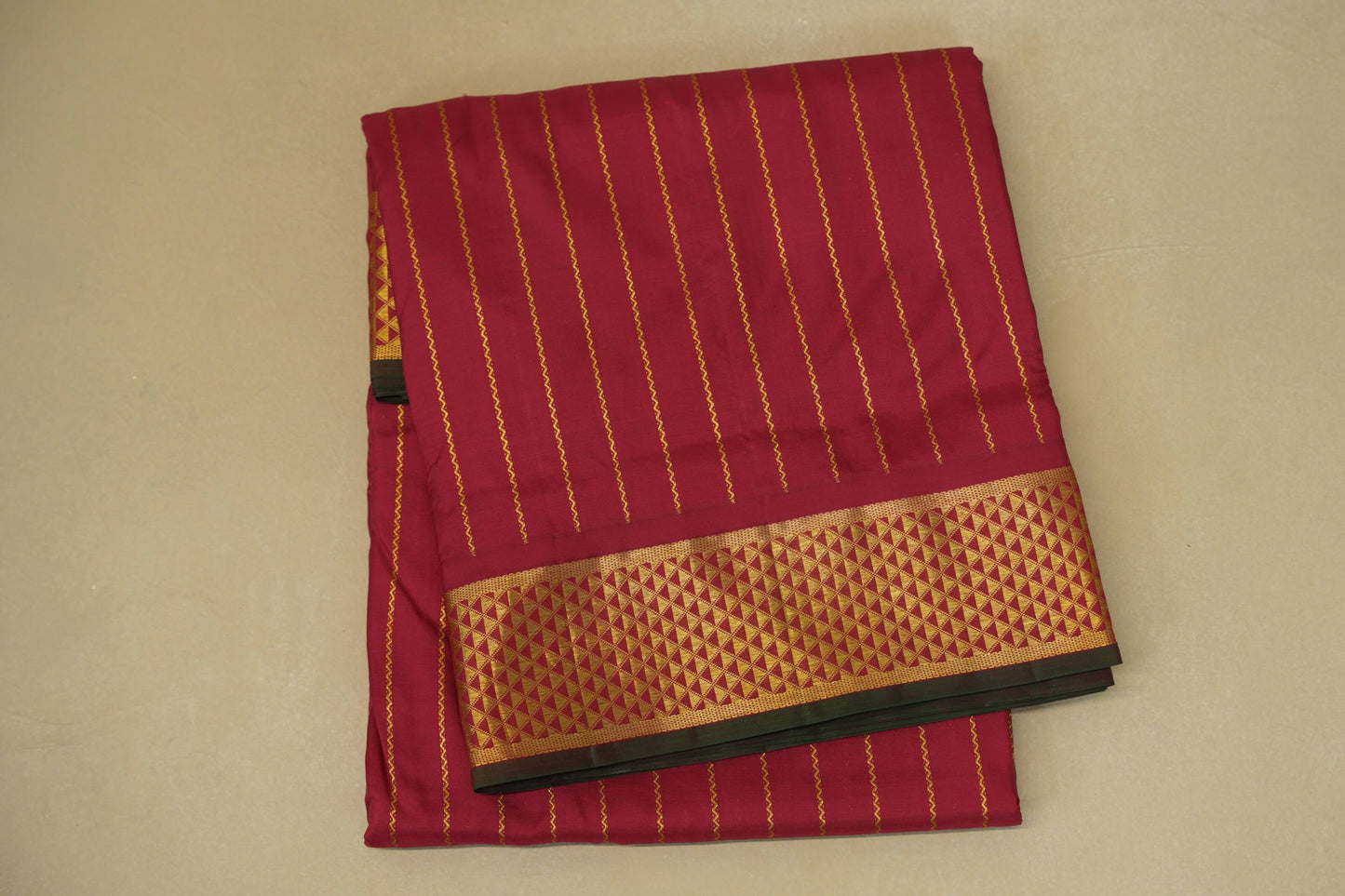 Folded Deep Red Ten yards Beldhary silk saree